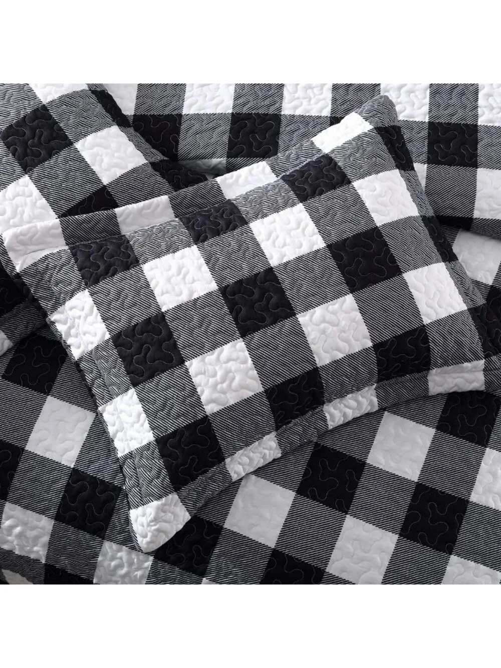 Stylish Twin Quilt Set - Black & White Squares Bedspread, Cozy Home Decor